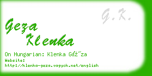 geza klenka business card